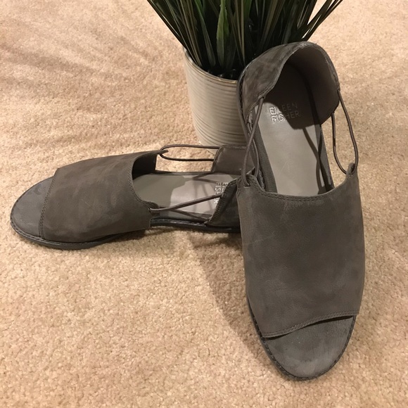 Eileen fisher spell flat olive suede sandal 7 1/2